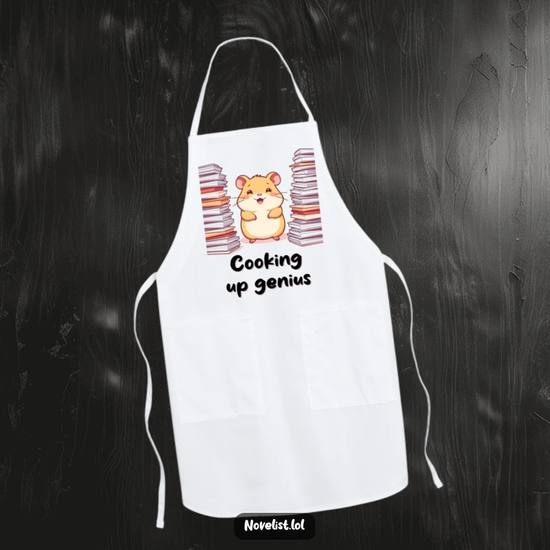 Funny Hamster Apron: A happy hamster surrounded by stacks of paper, looking inspired, perfect for creative cooks.