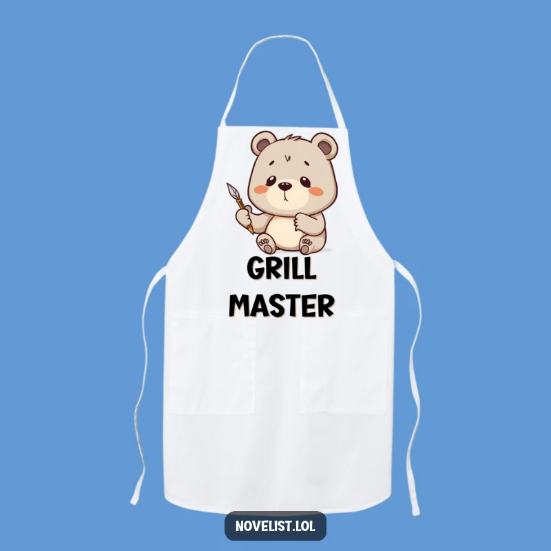 Funny Determined Bear Quill Apron: Cook Up Creative Ideas