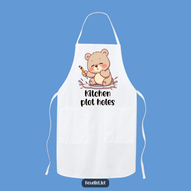 Funny Bear Plot Hole Apron - Writer's Kitchen Decor Gift