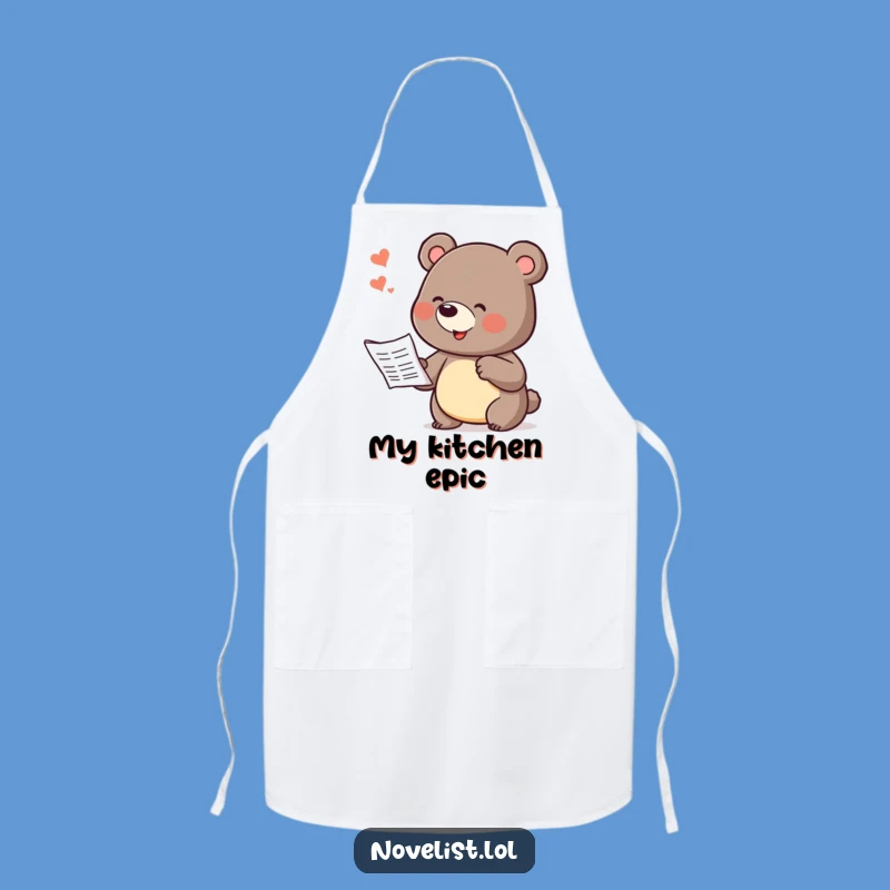 Funny Bear Dictating Story Apron: Cook Up Laughs in the Kitchen
