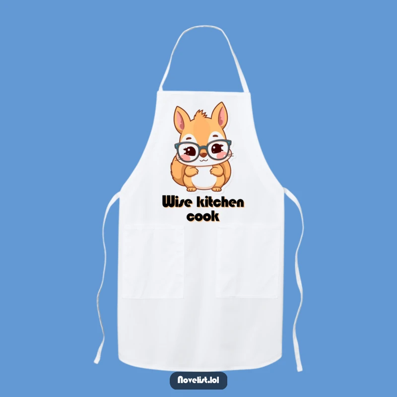 Funny Kawaii Squirrel Scholar Apron: Kitchen Reader's Inspired Cooking Gift