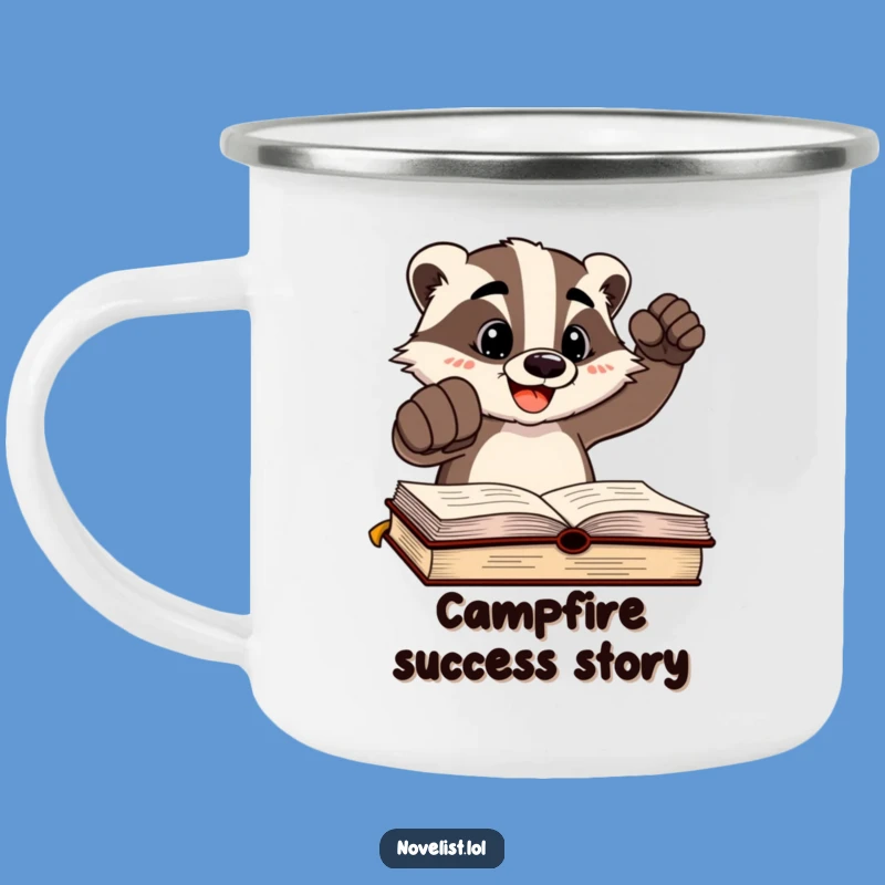 Funny Badger Author Camping Mug: Toast to Success with Energetic Humor