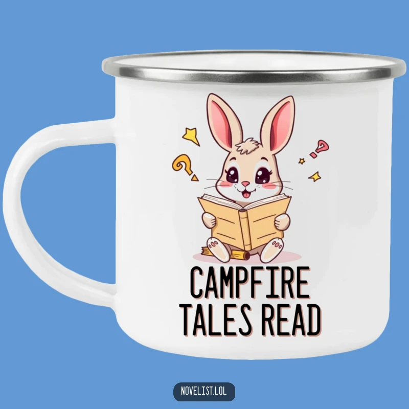 Funny Curious Rabbit Reader Camping Mug - Read Under the Stars!
