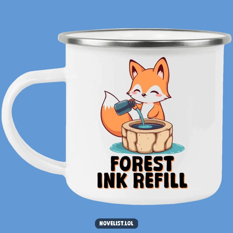 Funny Camp Artist Mug: Happy Fox With Ink - Hilarious Outdoor Creative Gift