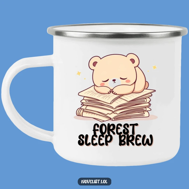 Funny Bear Camping Mug: Sleepy Character's Papers, Cozy Campfire, Great Funny Gift