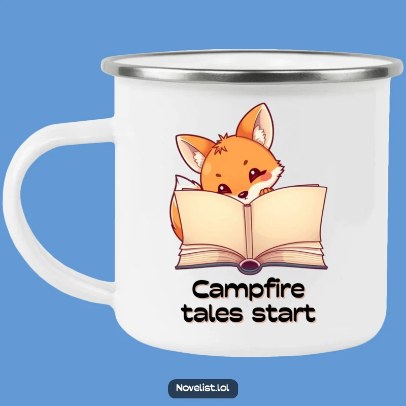 Funny Fox Storybook Camping Mug - Curious Peeking Outdoor Reader Gift