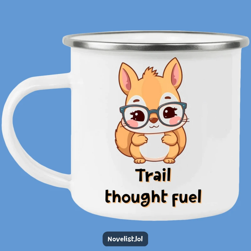 Funny Kawaii Squirrel Scholar Camping Mug: Outdoor Inspired Reader's Cup Gift