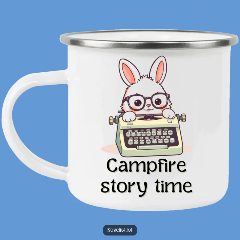 Funny Rabbit Typewriter Camping Mug: Perfect Sips for Storytellers