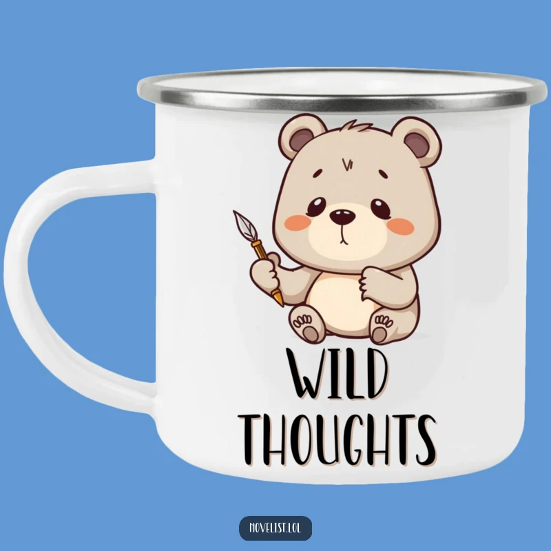 Funny Determined Bear Quill Camping Mug: Fuel Your Creative Adventures