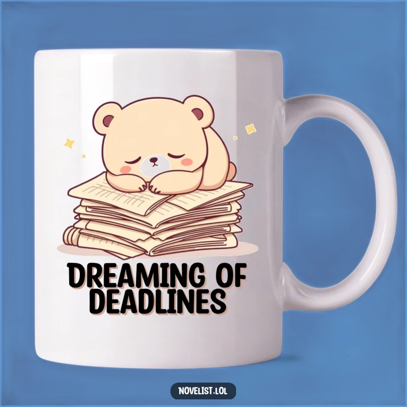 Funny Sleepy Bear Mug: Bear Naps on Papers, Perfect Funny Gift for Writers