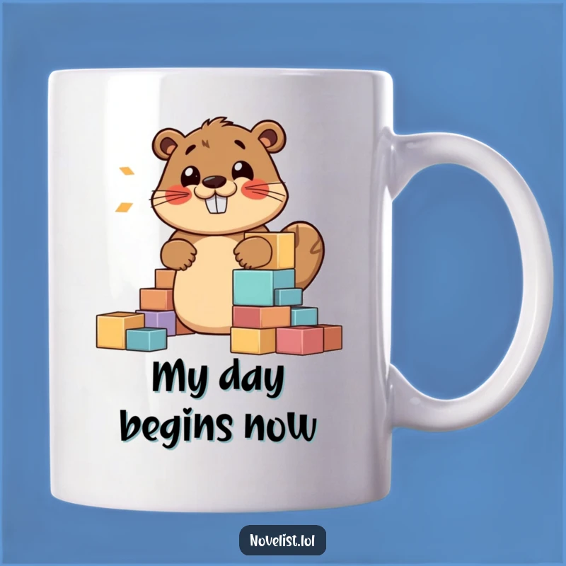 Funny Beaver Building Blocks Mug - A Joyful Story Writer's Perfect Gift