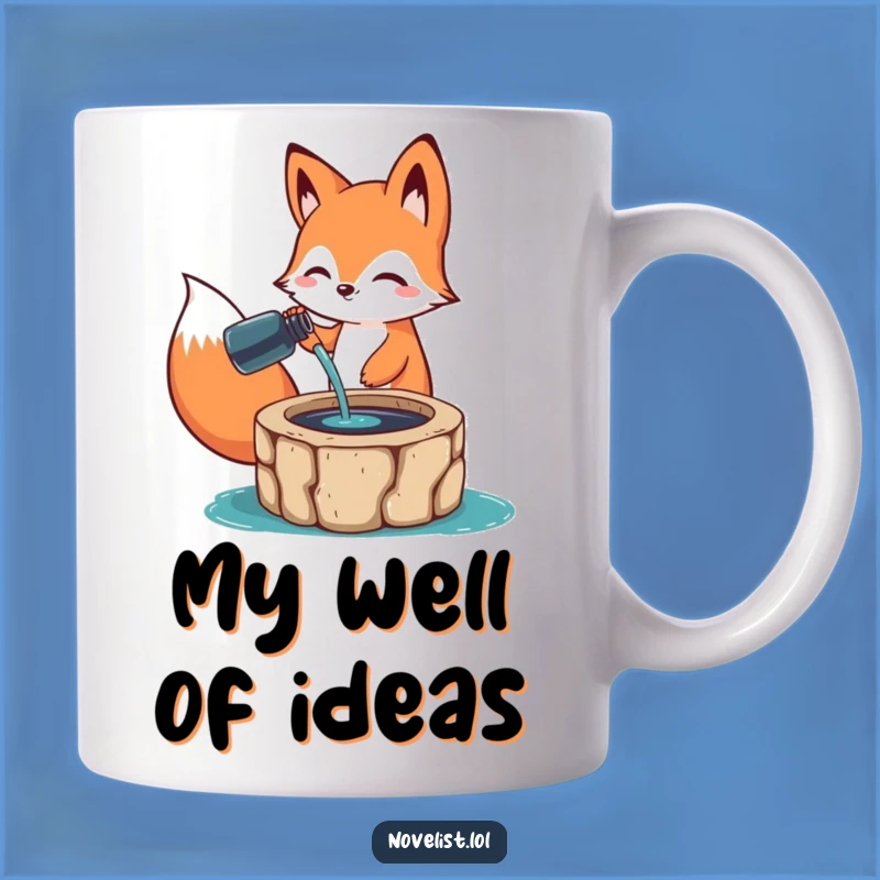 Funny Fox Ink Mug: Happy Character Pouring In Well - Hilarious Artist's Gift