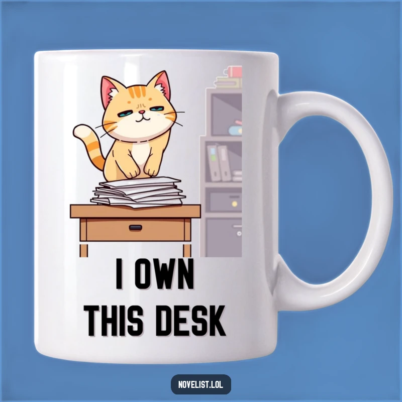 Funny Determined Cat Chaos Mug: Work interruption humor gift