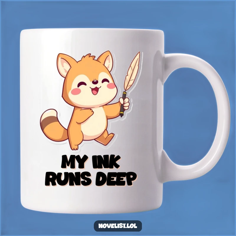 Funny Author Mug: Dramatic animal with quill, perfect gift for storytellers.