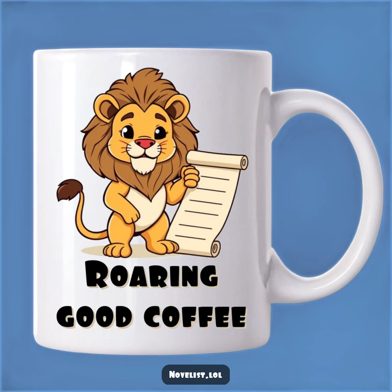 Funny Lion Mug: Regal Manuscript Pose, Perfect Funny Gift for Kings & Queens
