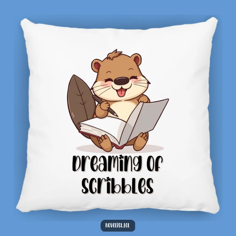 Cozy Funny Busy Beaver Scribe Pillow: Comfort for the Dedicated Writer