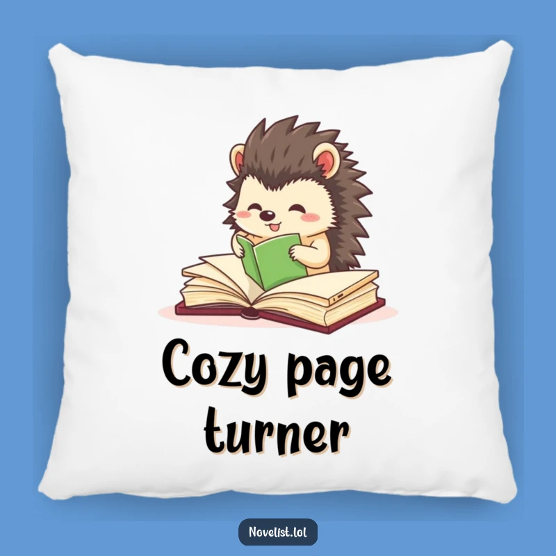 Funny Hedgehog Organizer Pillow: Cozy Book Lover's Library Comfort Gift
