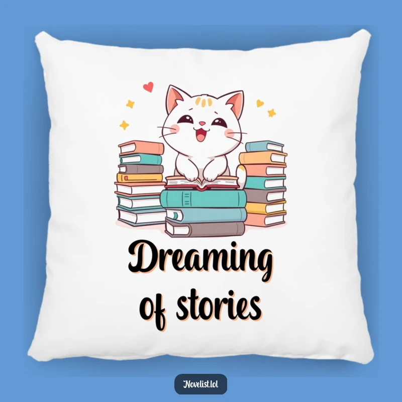 Funny Cat Book Lover Pillow - Cozy Excitable Feline Reading Accent
