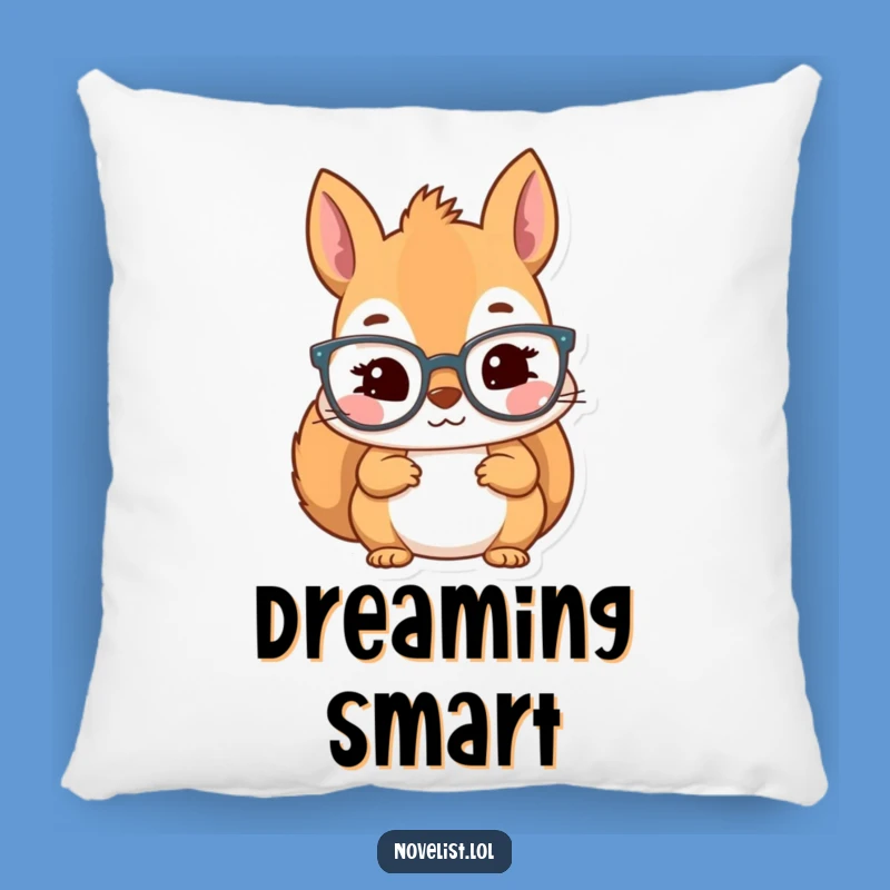 Funny Kawaii Squirrel Scholar Pillow: Cozy Inspired Reader's Comfort Gift