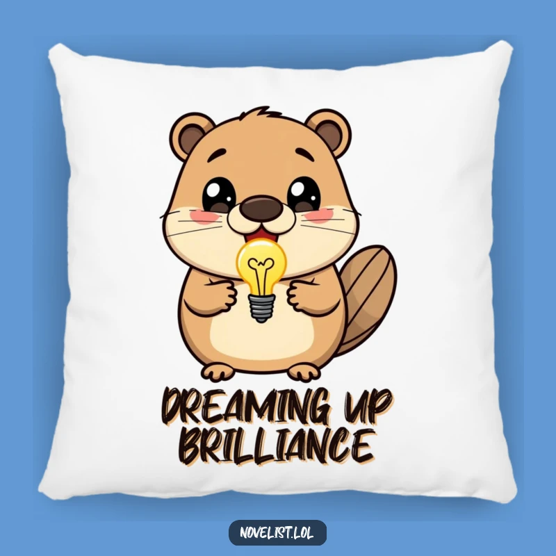 Funny Beaver Lightbulb Pillow - Cozy Genius Idea Cushion Gift