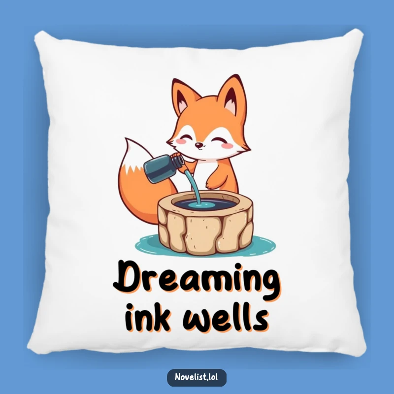 Funny Art Pillow: Happy Fox With Ink - Cozy & Hilarious Accent for Your Space