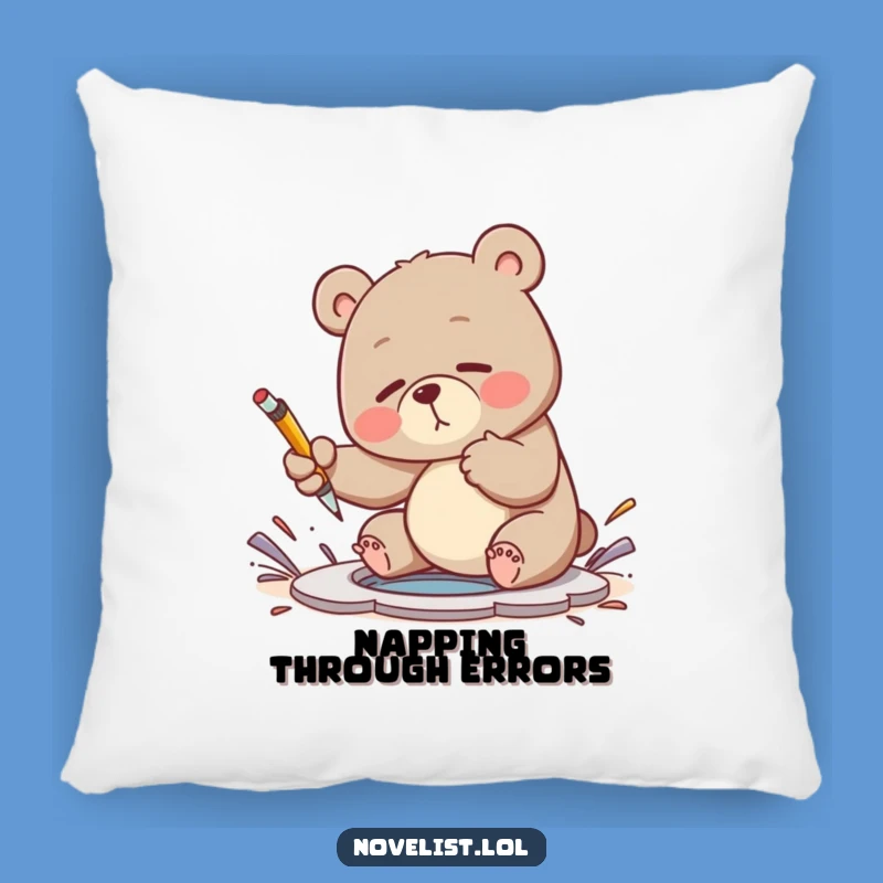 Funny Bear Plot Hole Pillow - Cozy Writer's Relief Cushion Gift
