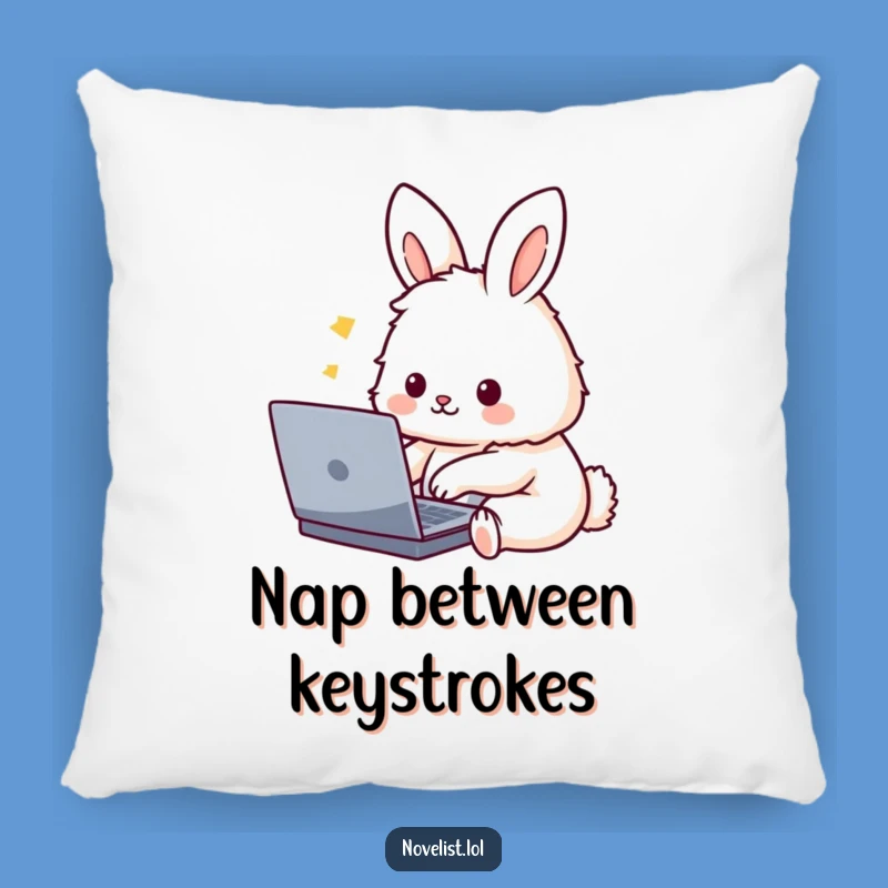 Funny Coder Pillow: Cute Rabbit Typing - Cozy & Hilarious Accent for Your Couch