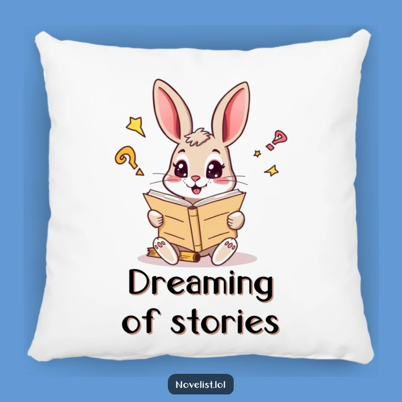 Funny Curious Rabbit Reader Pillow - Rest Your Head on Inspiration!