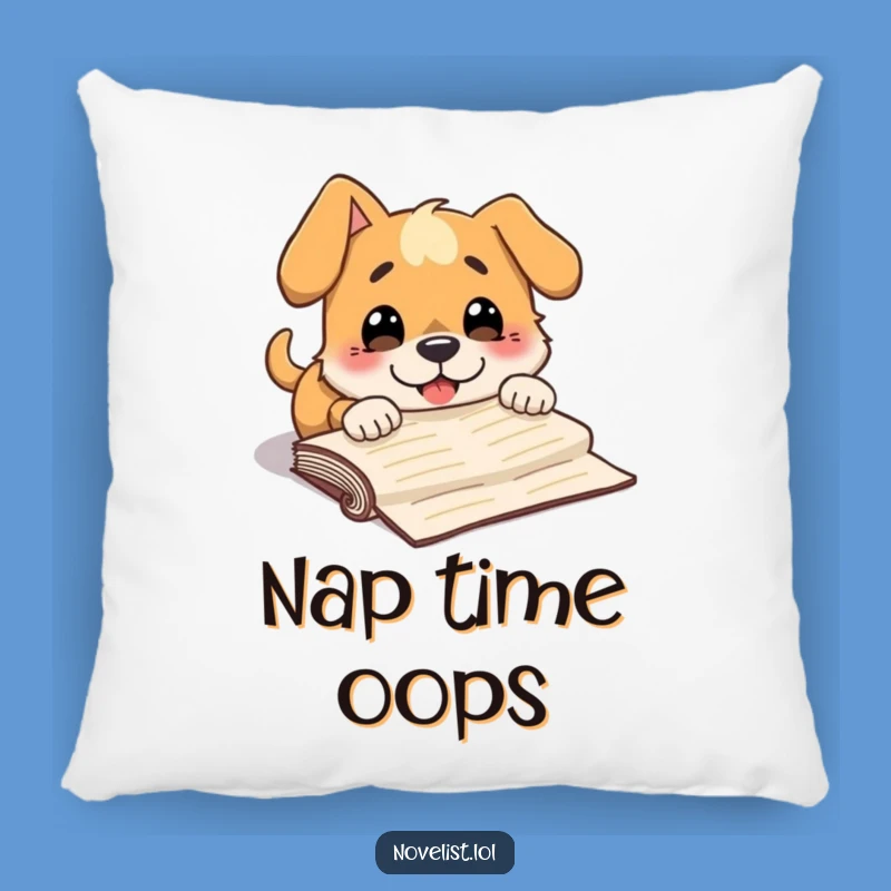 Funny Dog Manuscript Pillow: Cozy Character's Surprised Literary Comfort Gift
