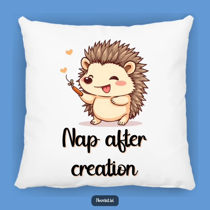Funny Hedgehog Art Pillow: Cozy Comfort for Creative Minds