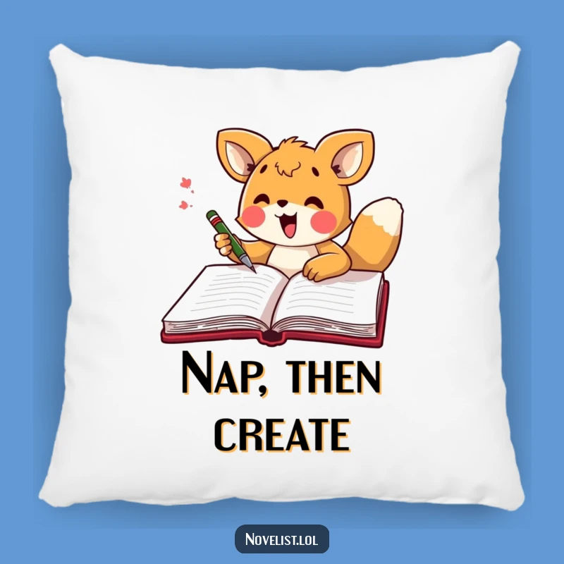 Funny Scribble Pillow: Excited animal sketching, cozy accent gift.