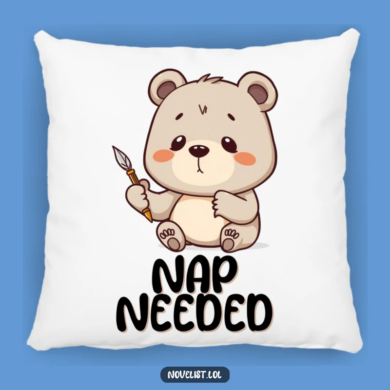 Funny Determined Bear Quill Pillow: Cozy Comfort for Creative Souls