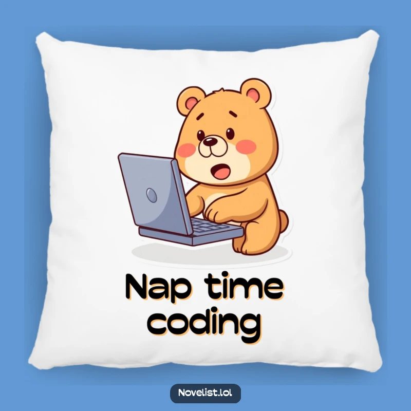 Funny Bear Typing Pillow: Cozy Laptop Buddy, Perfect Hilarious Gift