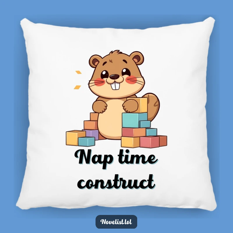 Funny Beaver Story Pillow - Cozy Comfort for Aspiring Authors