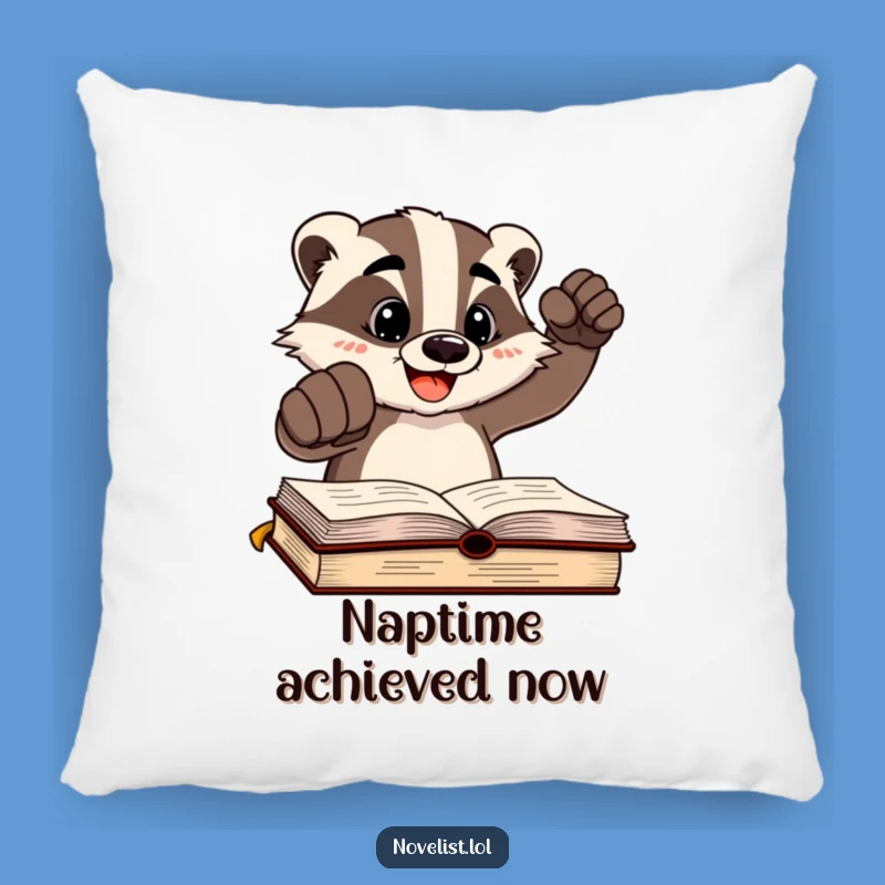 Funny Badger Author Pillow: Cozy Comfort for the Victorious Writer