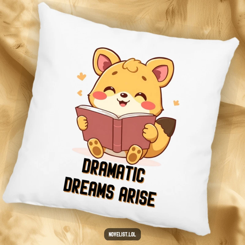 Funny pillow with an expressive animal reading a book aloud, perfect for comfort and literary fun, a great funny gift.