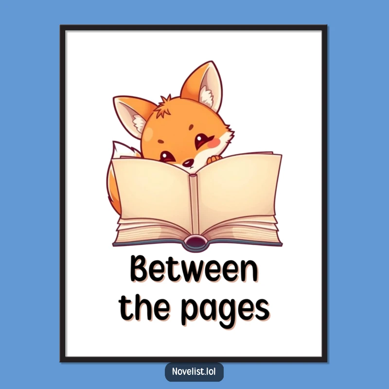 Funny Fox Storybook Digital Art - Curious Peeking Wall Decor Gift