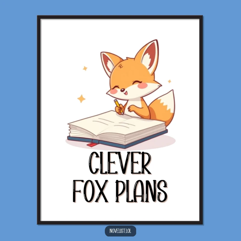 Funny Creative Digital Art - Fox Scribbling Decor, Instant Funny Gift