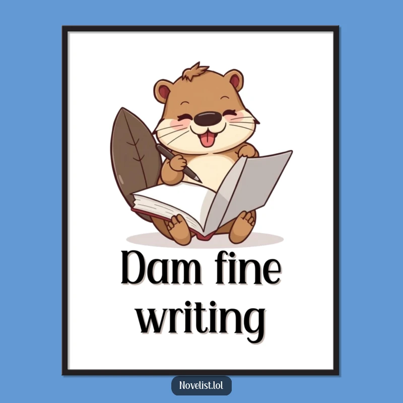 Funny Busy Beaver Scribe Digital Print: Instant Art for Your Creative Space