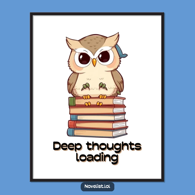 Funny Wise Owl Digital Art: Scholarly Wisdom and Humorous Decor