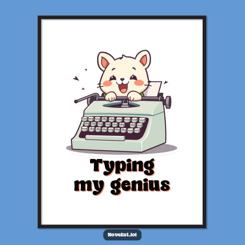 Funny Animal Typing Digital Print - Instant Humorous Wall Art