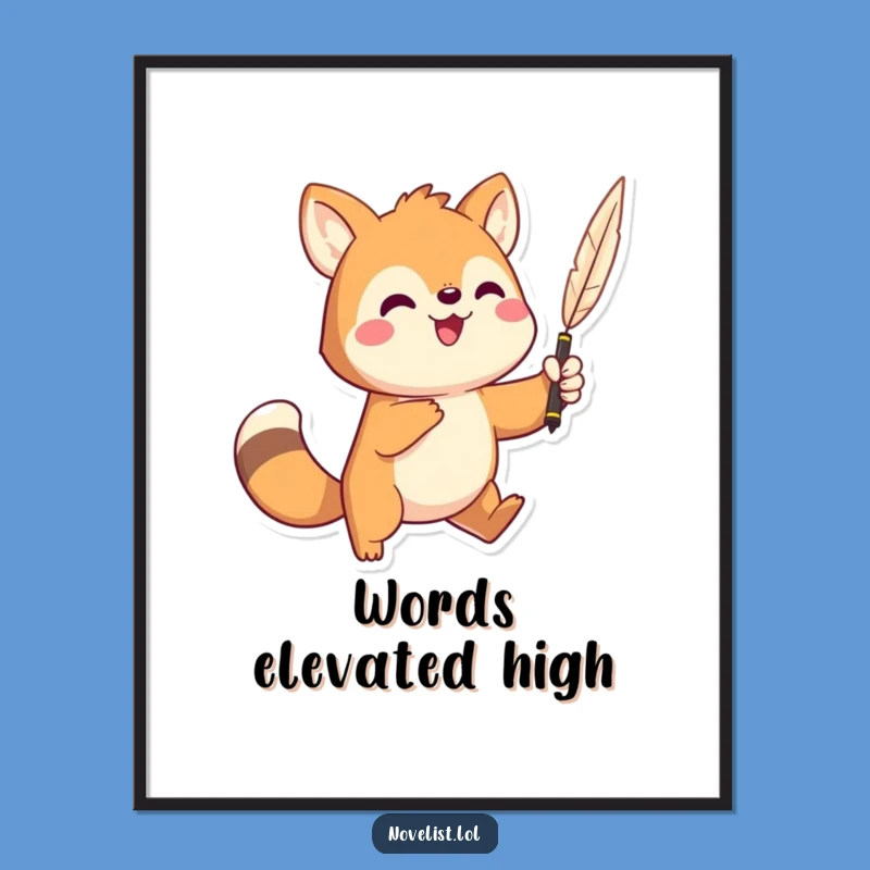 Funny Bard Animal Digital Print: Dramatic character with quill, instant decor gift.