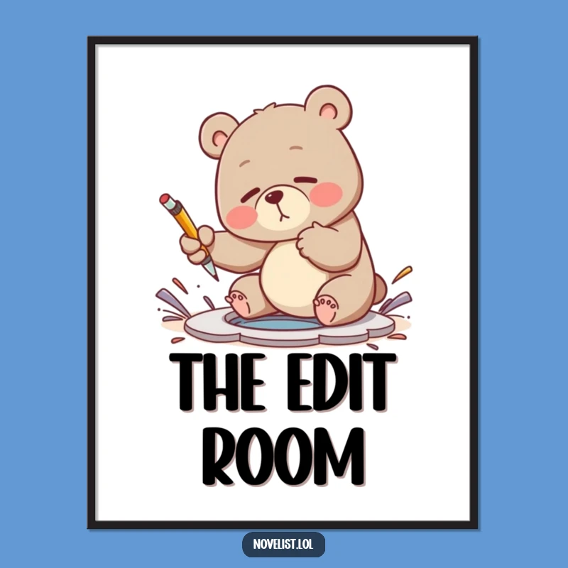 Funny Bear Plot Hole Digital Art - Writer's Struggle Wall Decor Gift