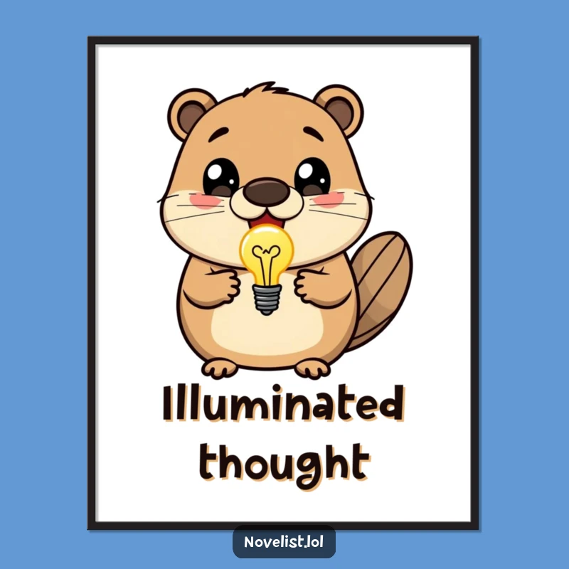 Funny Beaver Lightbulb Digital Art - Genius Idea Wall Decor Gift