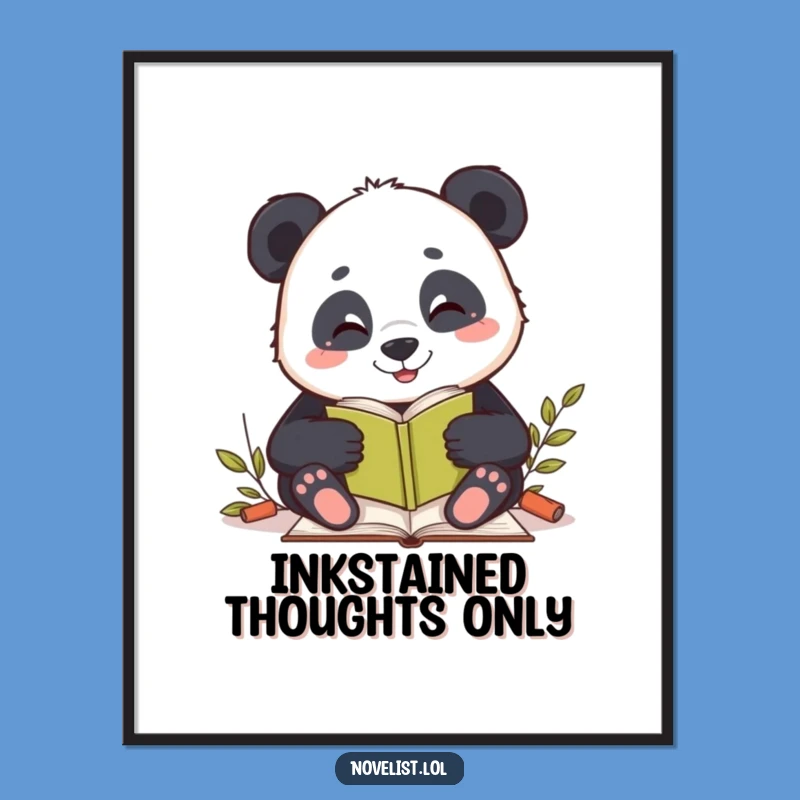 Funny Panda Writing Digital Print: Instant Literary Humor for Your Walls
