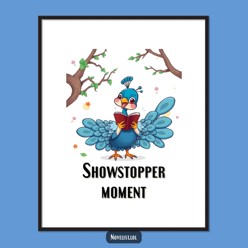 Funny Peacock Novel Digital Art - Instant Dramatic Decor for Book Lovers