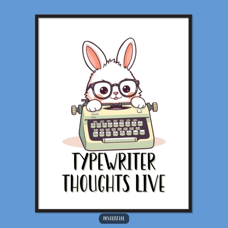 Funny Rabbit Typewriter Digital Art: Instant Humor for Your Walls
