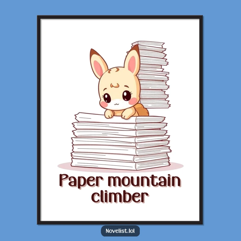Funny Tiny Animal Paperwork Digital Print - Instant Study Decor