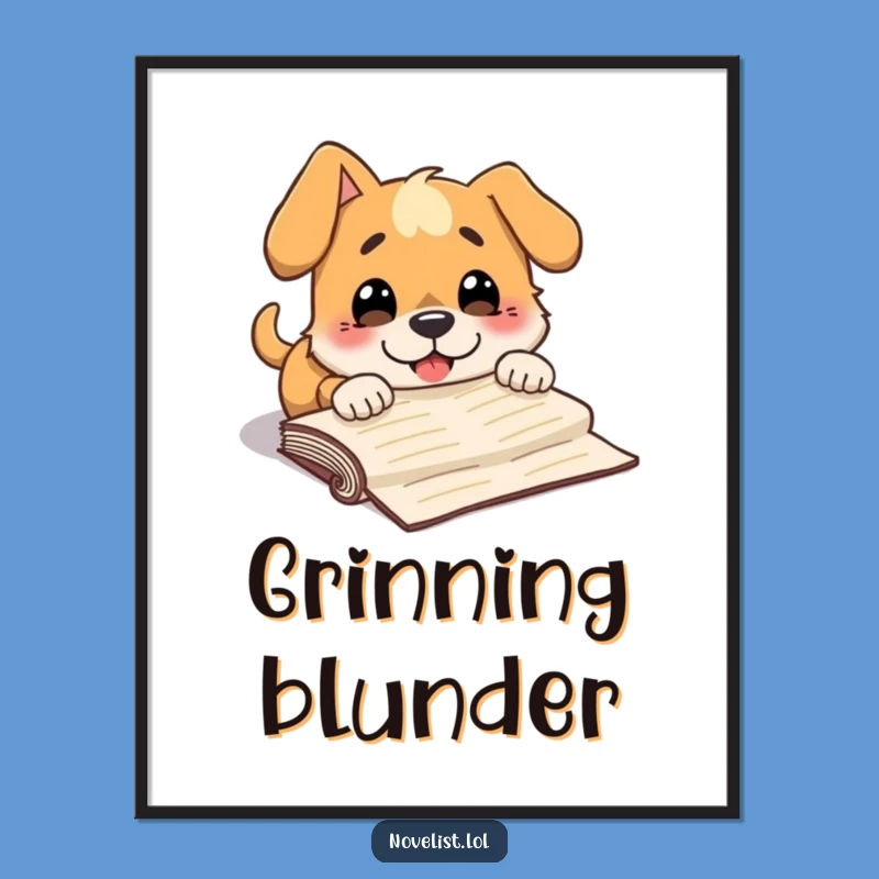 Funny Dog Manuscript Digital Art: Clumsy Character's Literary Print Gift