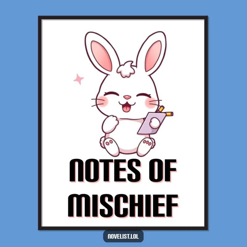 Funny Rabbit's Secret Notes Print: Playful Art for Your Walls